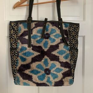 Silk velvet ikat tote - handmade